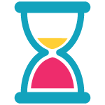 A colorful hourglass icon